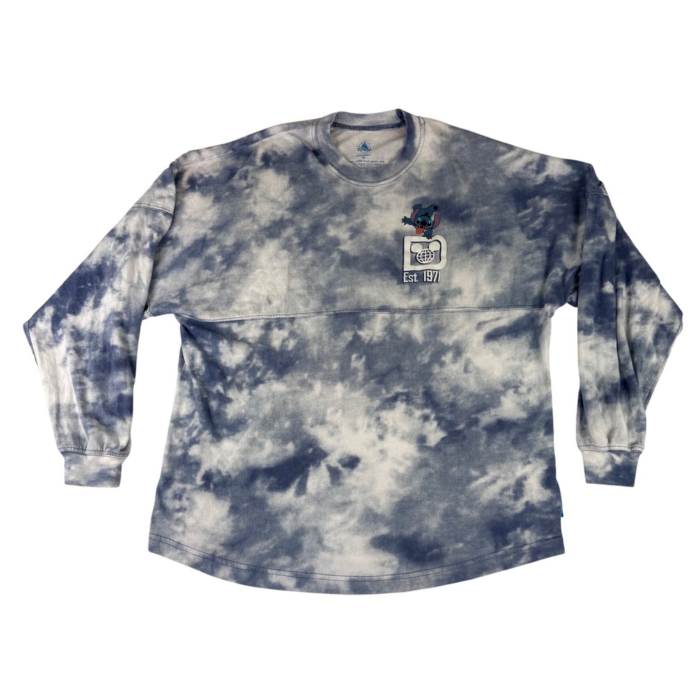 Disney Spirit Jersey Unisex Medium Blue Tie Dye Stitch Walt Disney World Shirt